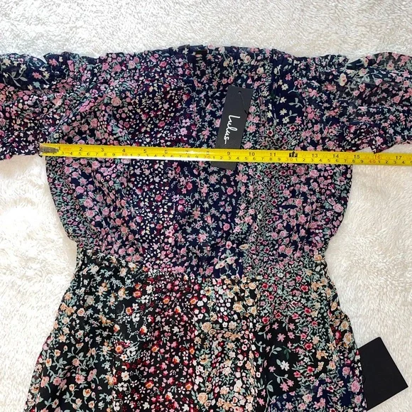 Lulus Neva Navy‎ Blue Floral Print Off-the-Shoulder Maxi Dress - Picture 6 of 10